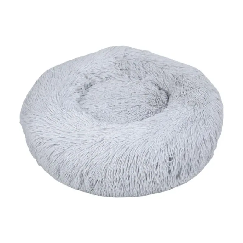 Leeby Cama Redonda Antiestrés de Pelo Gris para gatos