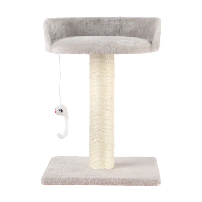 Leeby Tigrou rascador con cama y juguete gris para gatos
