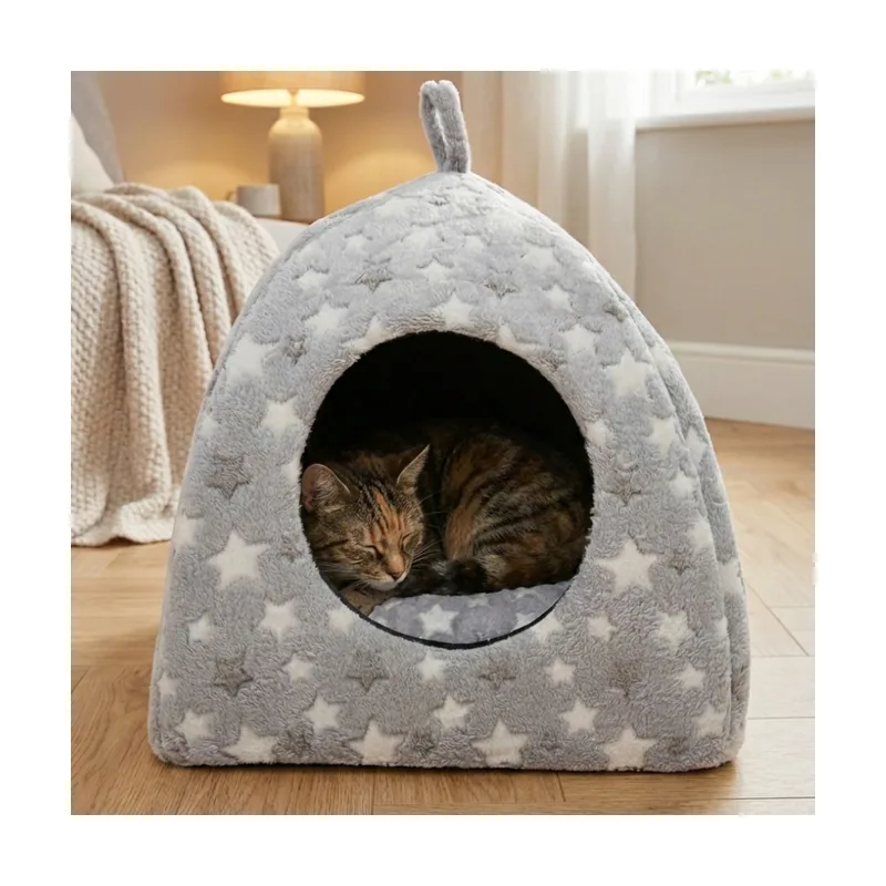 Leeby Cama Iglú Estrella Gris para gatos