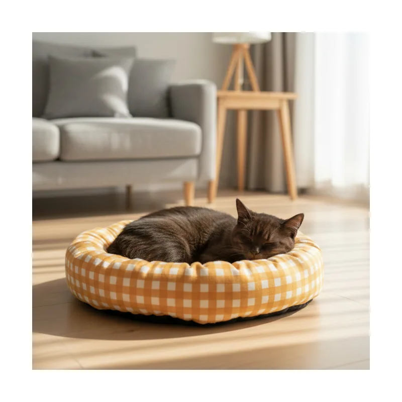 Leeby Cama Donut Vichy Naranja para gatos