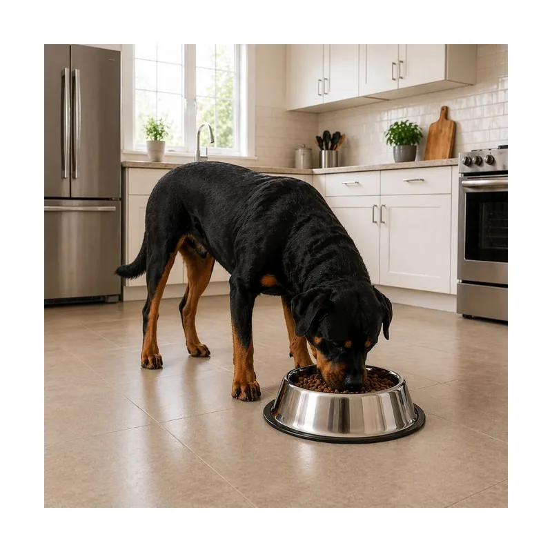 Leeby Comedero de Metal con Aro de Silicona para perros