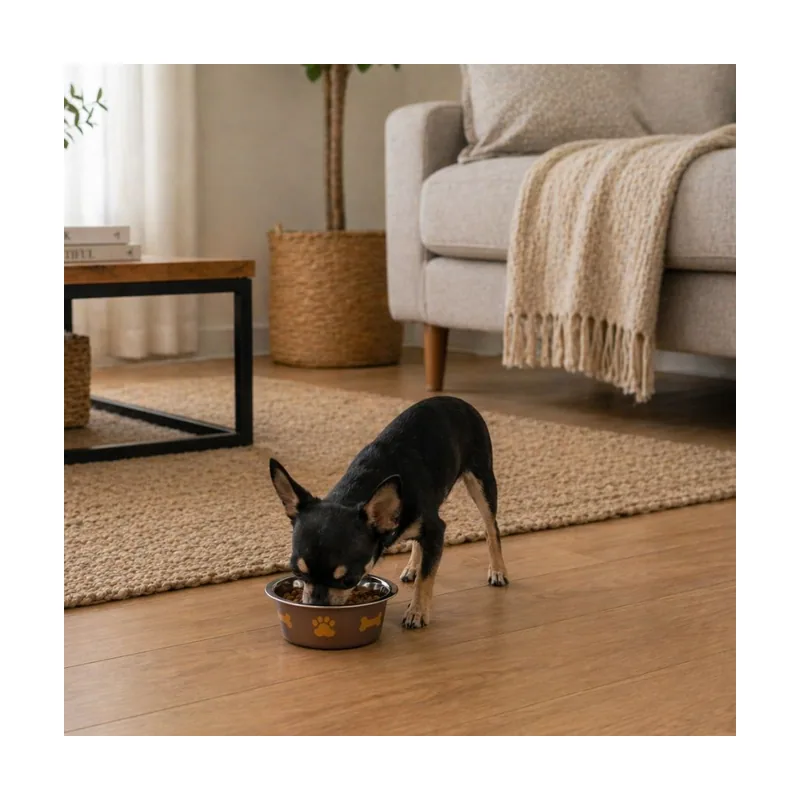 Leeby Comedero Estampado Huellas Acero Inoxidable para perros