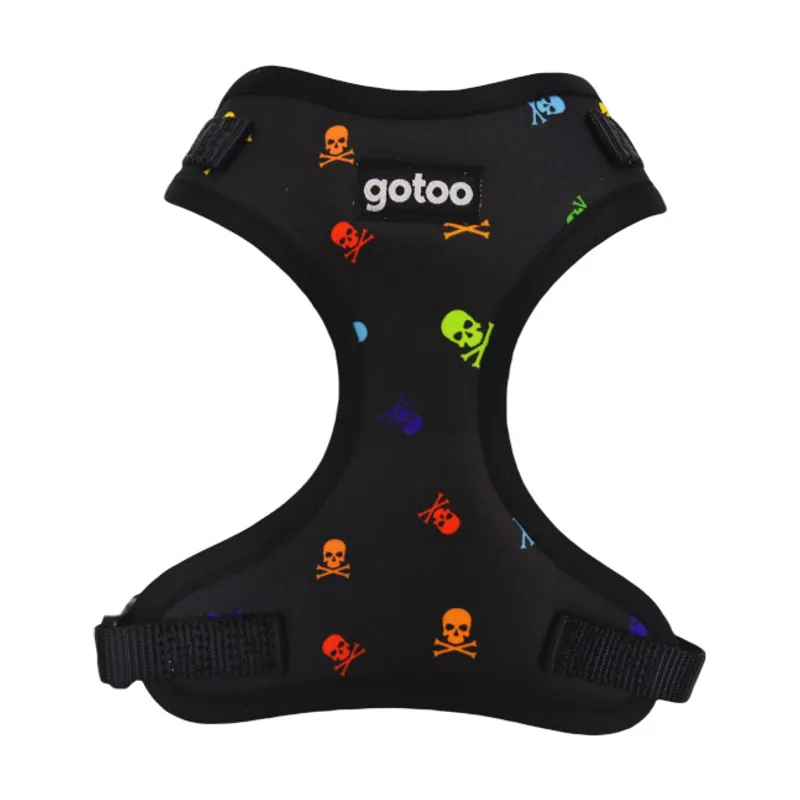 Gotoo Arnés ajustable estampado calavera negro para perros