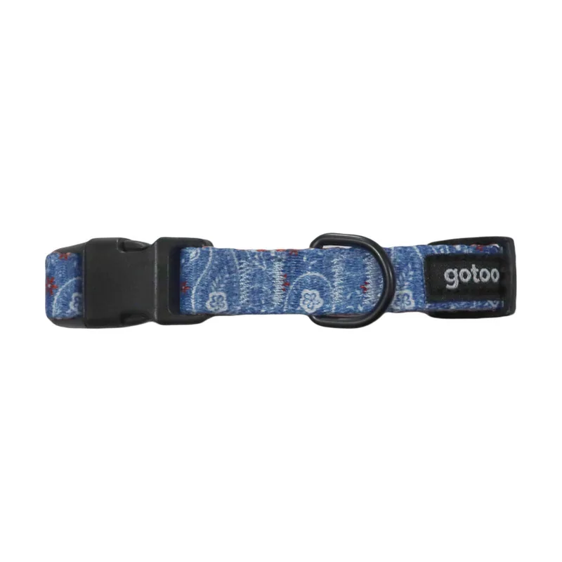 Gotoo Collar estampado cachemira azul para perros