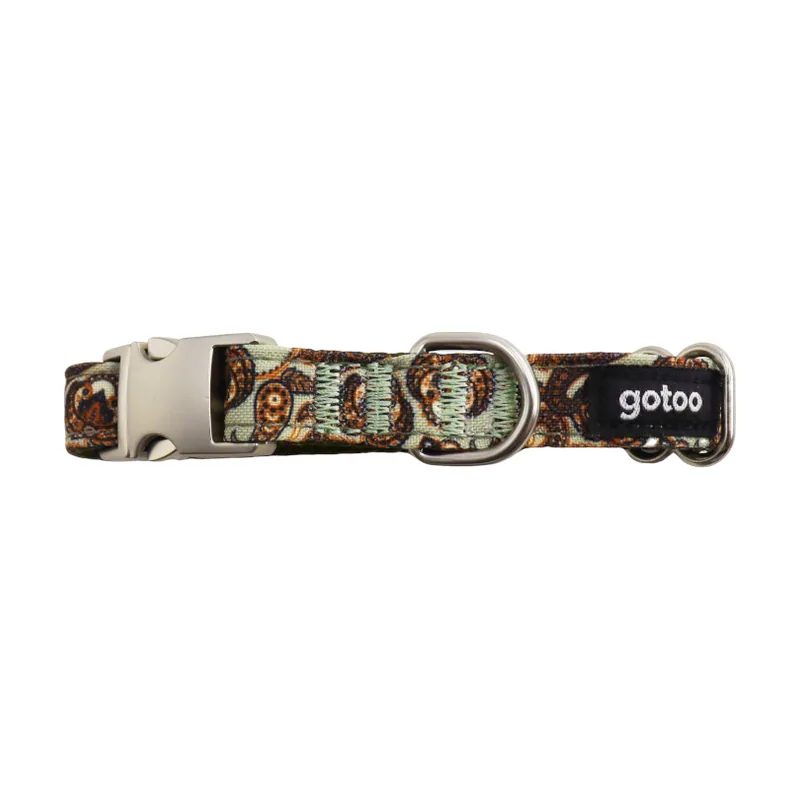 Gotoo Collar estampado cachemira caqui para perros