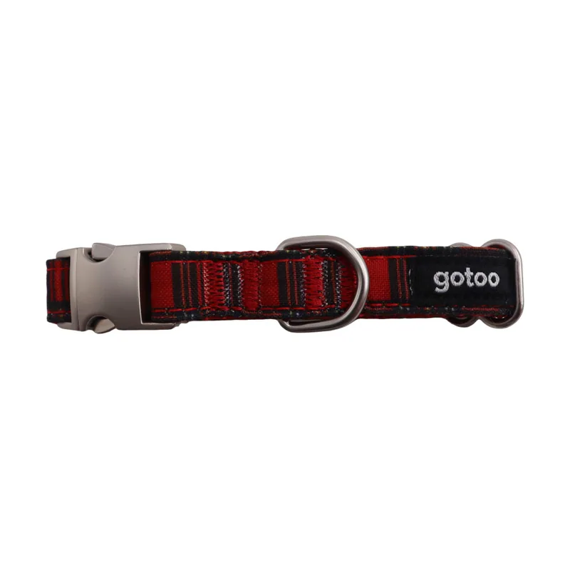Gotoo Collar estampado tartán rojo para perros