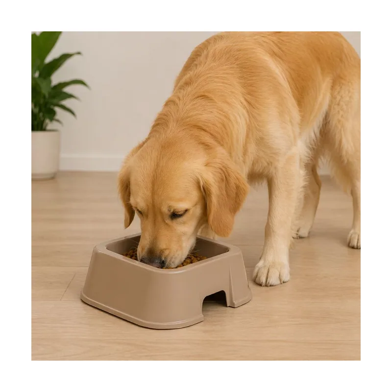 Leeby Comedero Cuadrado Taupe para perros