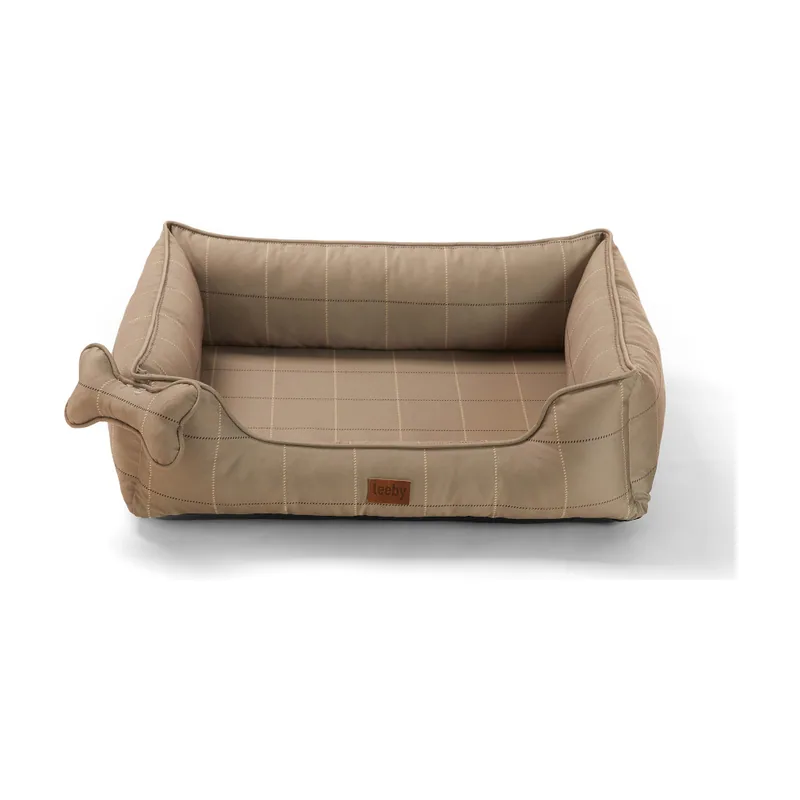 Leeby cama viscoelástica marrón rayas para perros