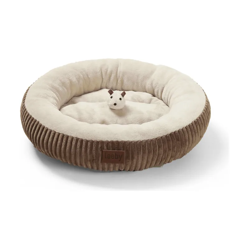 Leeby cuna redonda suave marrón para gatos