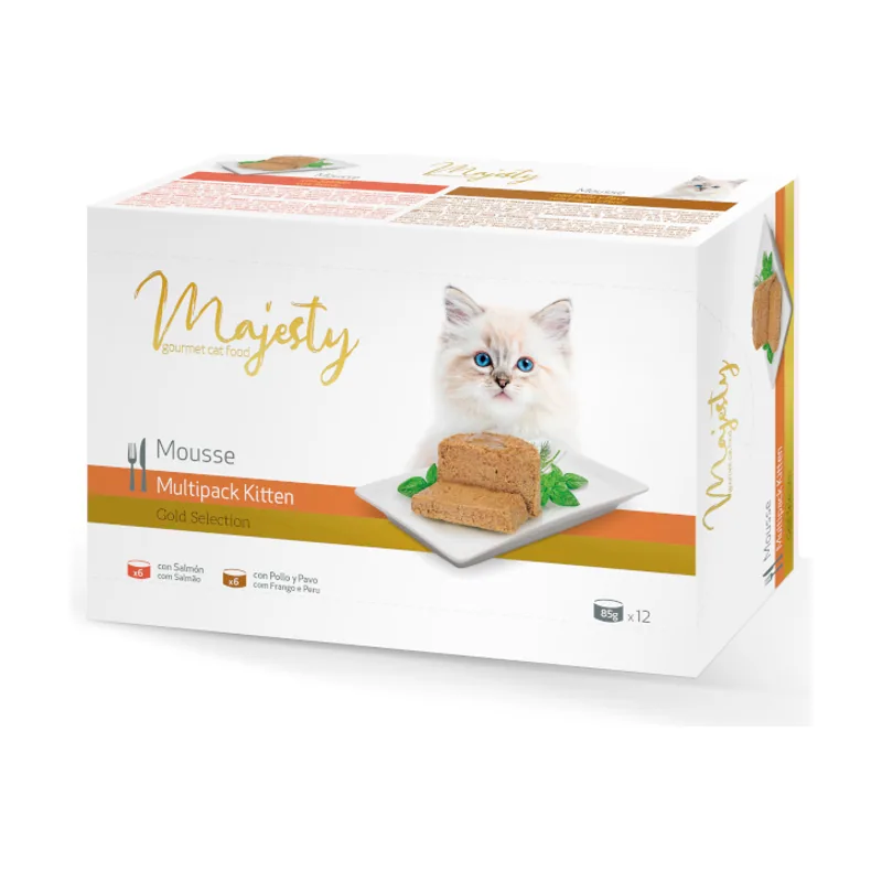 Majesty 12 latas x 85 g Kitten Gold Selection Mousse lata