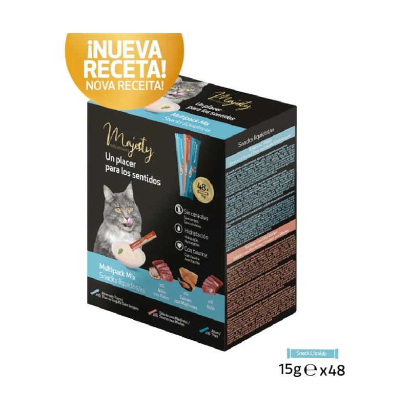 Majesty 48 sobres x 15 g Mix Pescado snack líquido