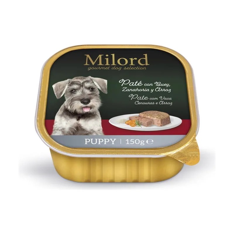 Milord 150 g Puppy Buey y Zanahorias con Arroz en paté tarrina