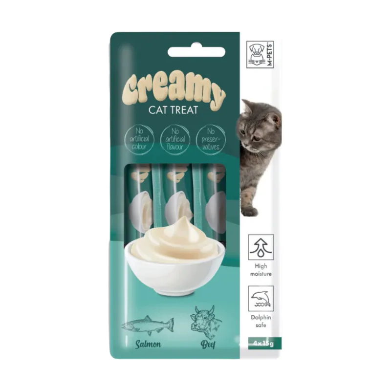 M-Pets 4 sobres x 15 g Creamy Salmón y Ternera snack