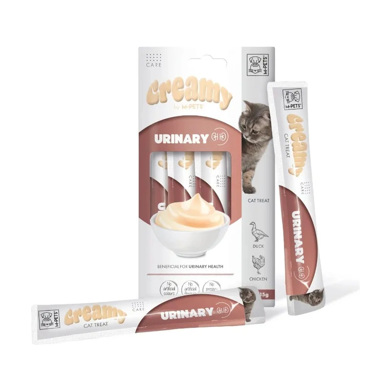 M-Pets 4 sobres x 15 g Creamy Urinario Pato y Pollo snack