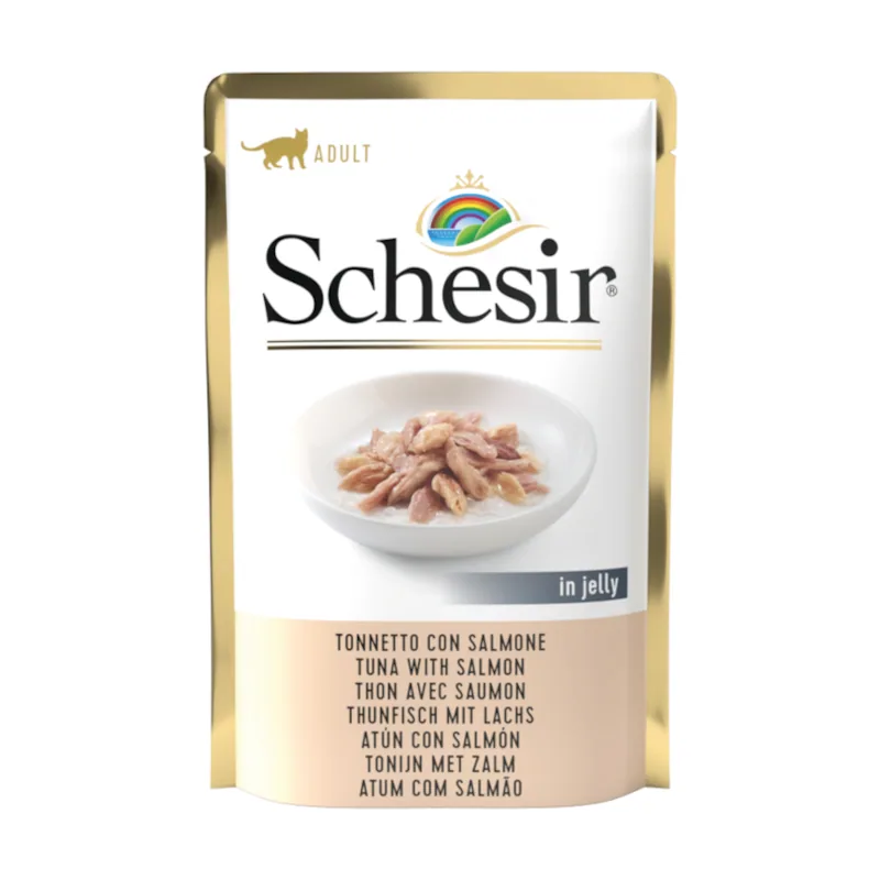 Schesir 85 g Adult atún con salmón sobre