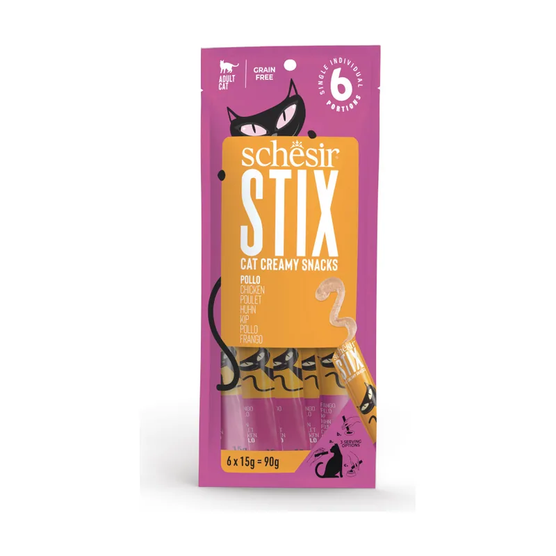 Schesir 6 x 15 g Stix Snacks Pollo para gato