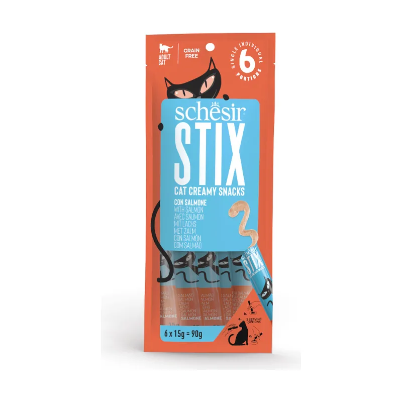 Schesir 6 x 15 g Stix Snacks Salmón para gato