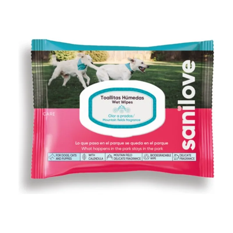 Sanilove Toallitas Húmedas Aroma Prado para perros y gatos