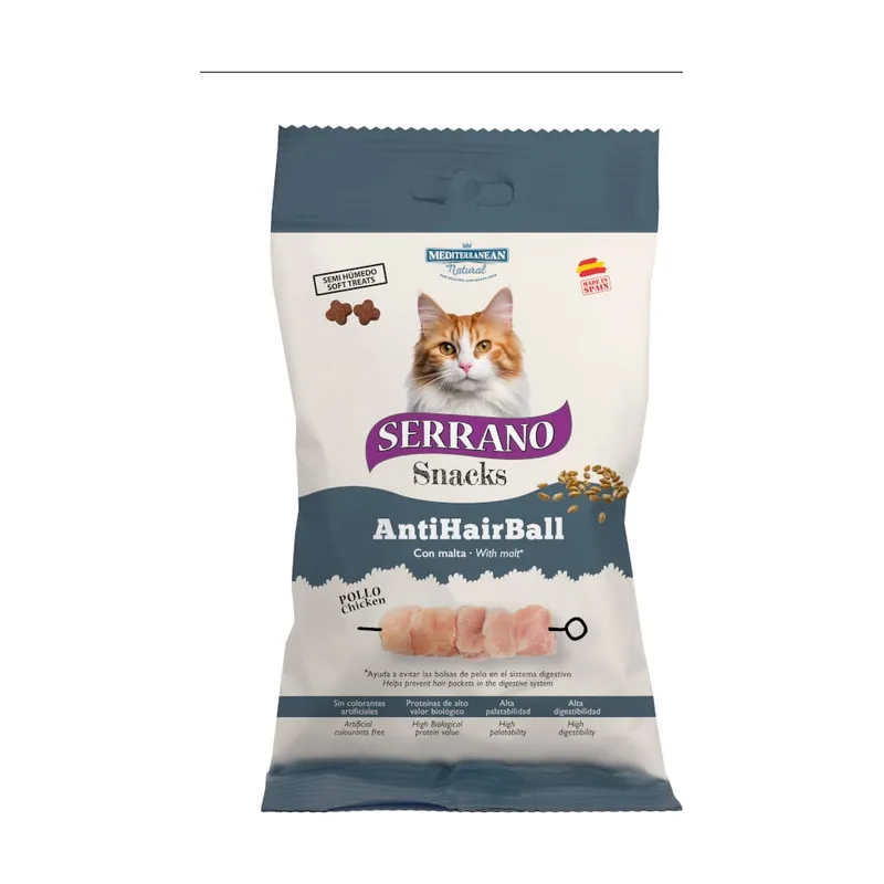 Mediterranean Natural 50 g Serrano Bocaditos Anti Hairball de Pollo