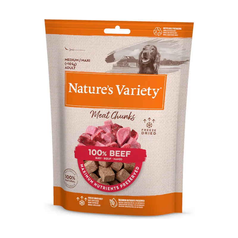 Nature's Variety 50 g Meat Chunks Buey liofilizado