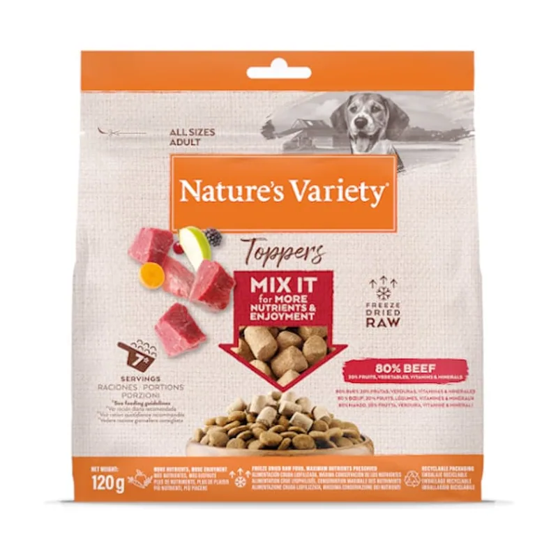 Nature's Variety 120 g Toppers Buey Liofilizado