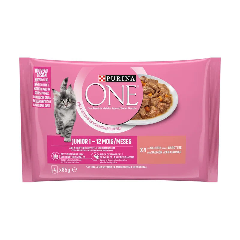 Purina 48 sobres x 85 g One Junior Salmón sobre en salsa