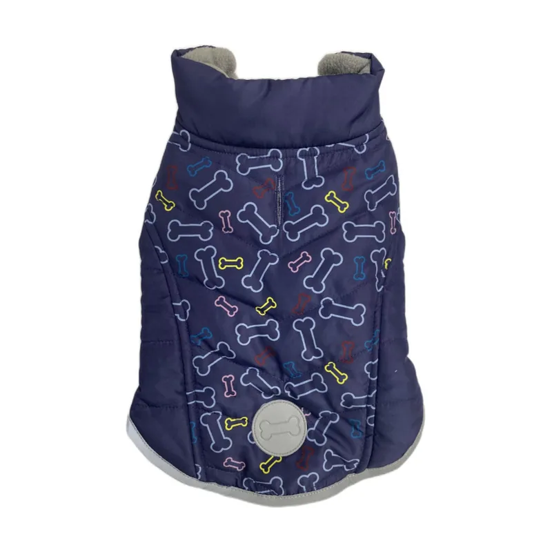 Outech Abrigo Azul con Estampado de Huesos para perros