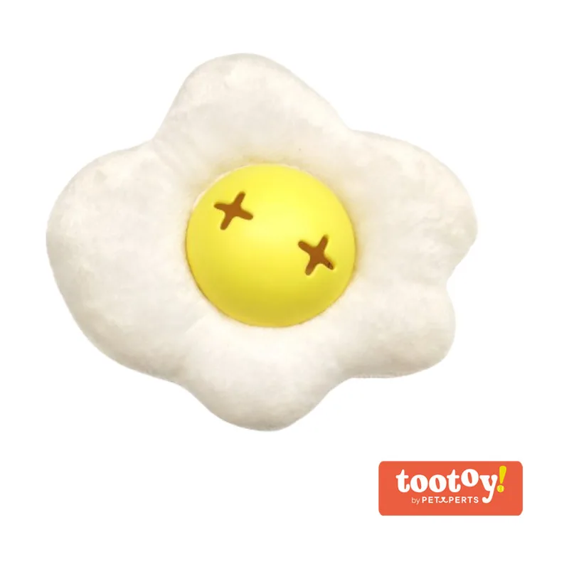 Tootoy! Comfort Fried Egg Cuddler peluche portagolosinas para perros