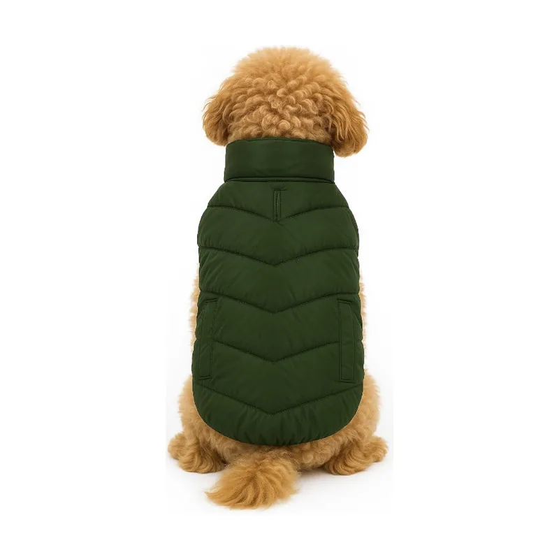 Outech Puffer verde con bolsillos para perros