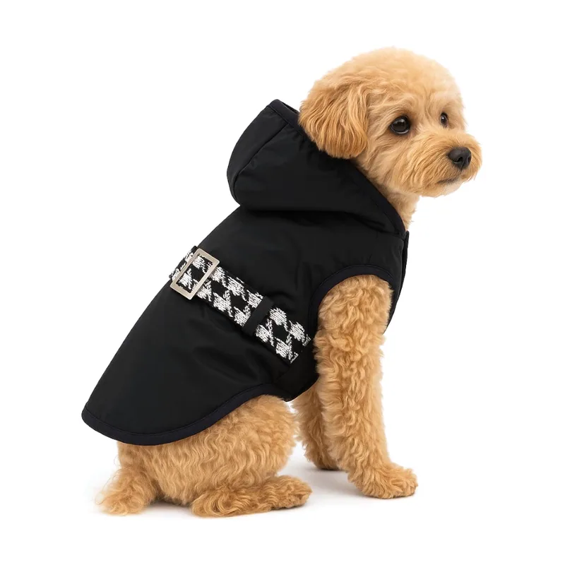 Outech Abrigo Negro con Cinturon para perros