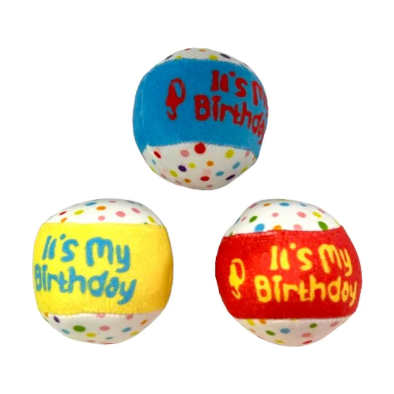 Tootoy! Comfort Happy Birthday Ball Set pelotas de tenis con sonido para perros