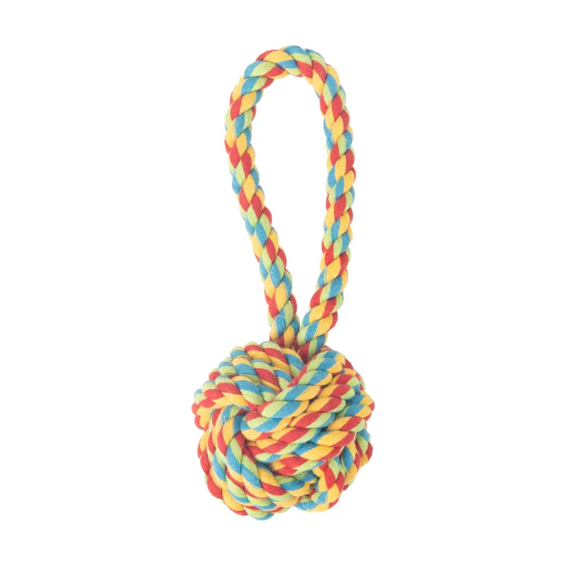 Tootoy! Pull Handle Rope Ball Multicolor pelota de cuerda con asa para perros