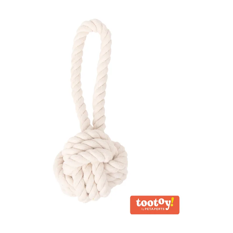 Tootoy! Pull Natural Rope Ball pelota de cuerda con asa para perros