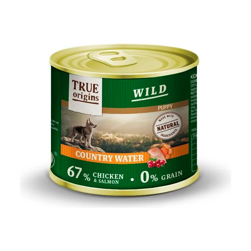True Origins 200 g Wild Puppy Country Water Pollo y Salmón en paté lata
