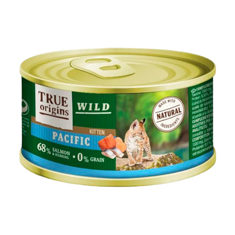 True Origins 100 g Wild Kitten Pacific Salmón y Arenque Paté lata