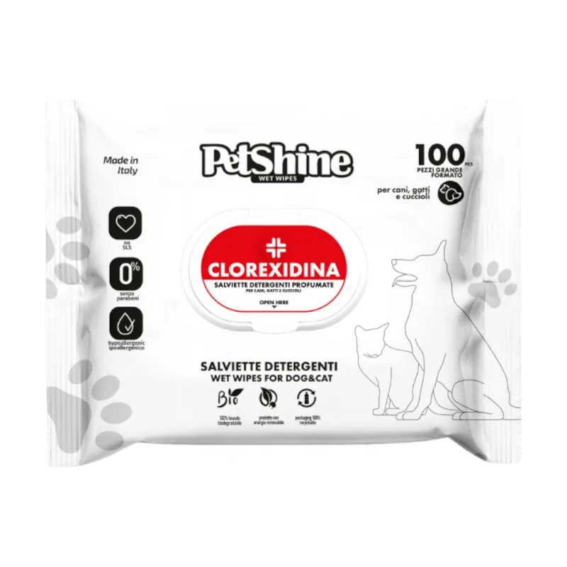 PetShine Toallitas Húmedas con Clorhexidina para perros y gatos Pack Económico