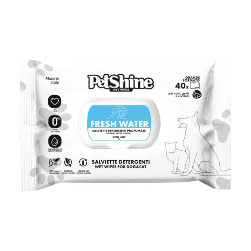 PetShine Fresh Water Toallitas Húmedas sin Alcohol para perros y gatos