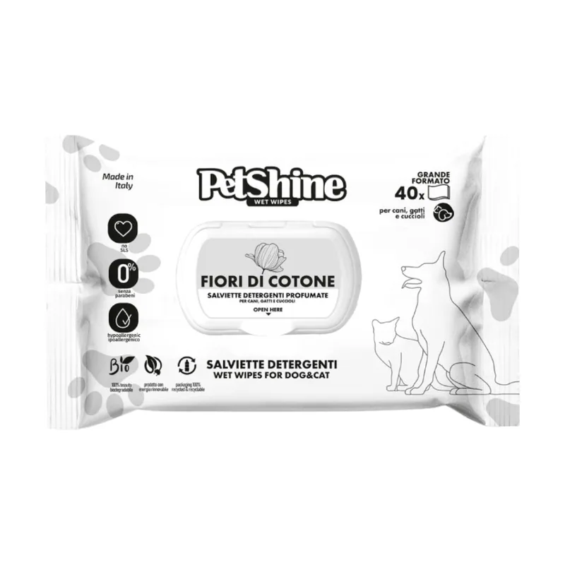 PetShine Toallitas húmedas Flor de algodón para perros y gatos