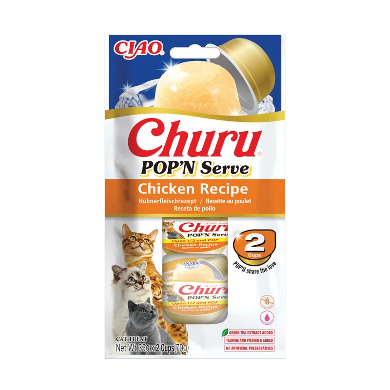 Churu 2 Tarrinas x 35 g Pop ' N Serve Snack Gelatina Pollo