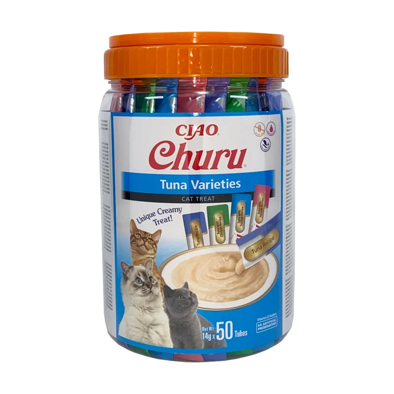 Churu 50 sobres x 14 g Snack Cremoso Variedades de Atún
