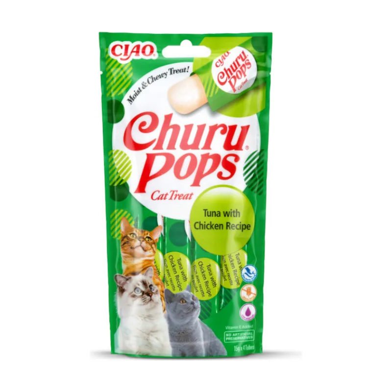 Churu 4 sobres x 15 g Palitos Pops de Atún y Pollo