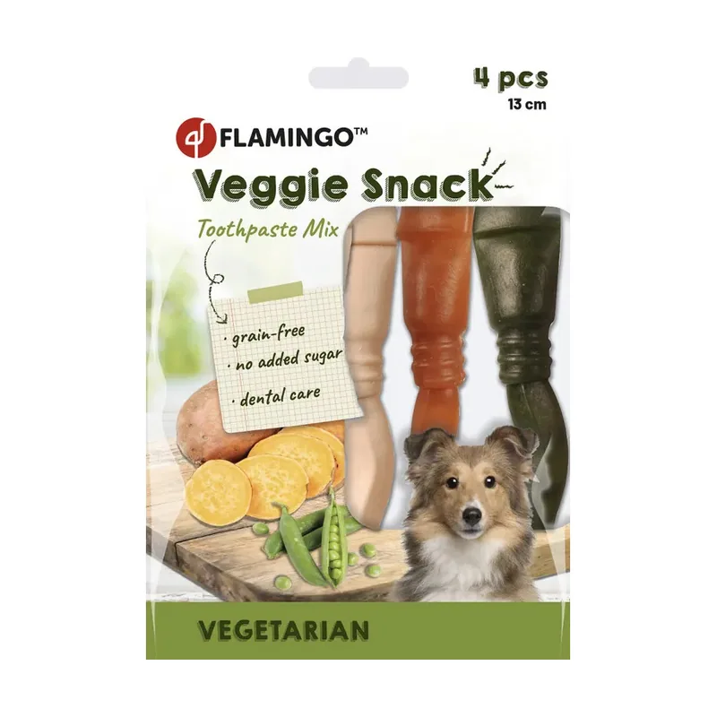 Veggie Toppings 4 barritas x 13 cm Veggie Snacks Dentales Toothpaste Mix