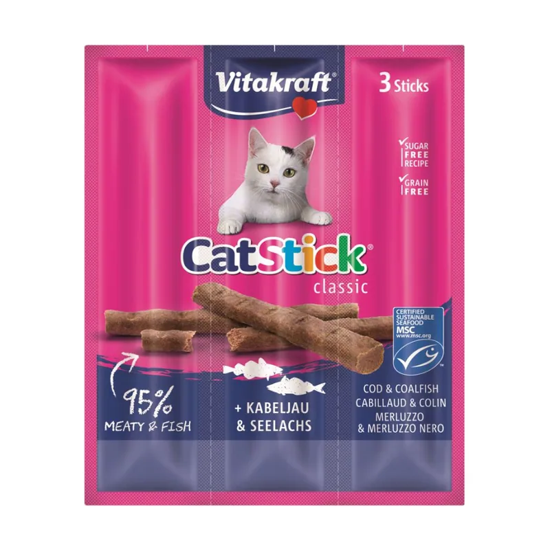 Vitakraft 3 barritas Cat Stick Classic con Bacalao y Atún