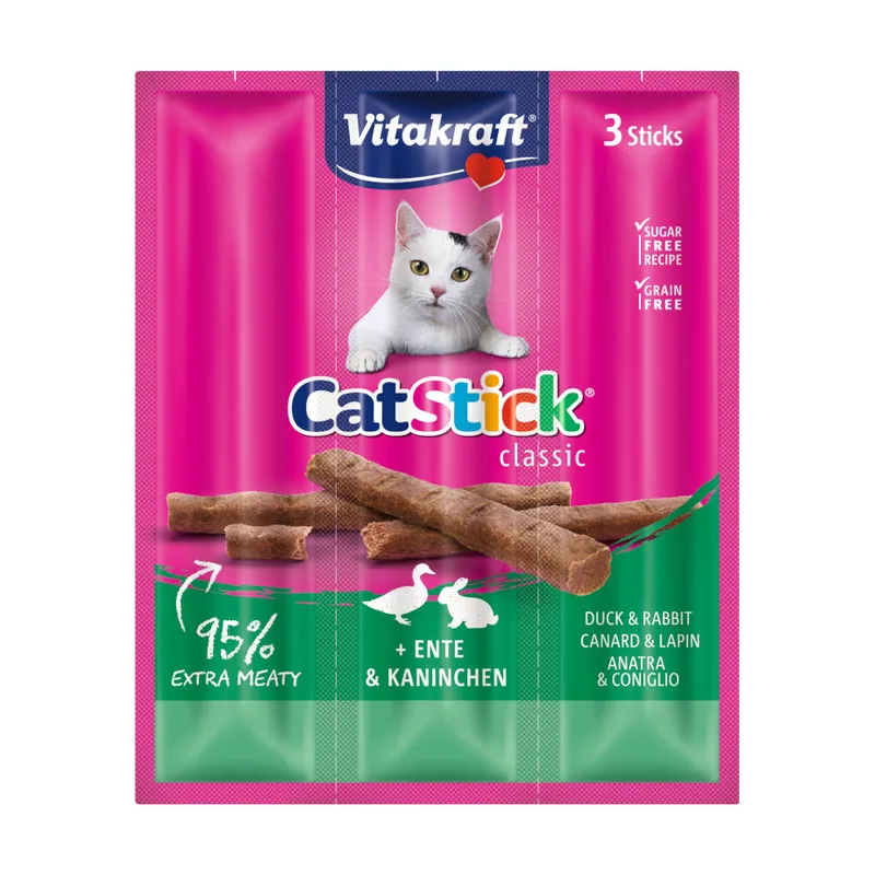 Vitakraft 3 barritas Cat Stick Mini de Pato y Conejo