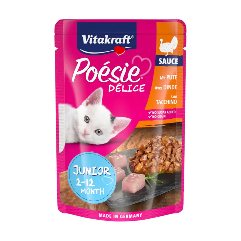 Vitakraft 85 g Junior Poésie Pavo sobre en salsa para gatitos