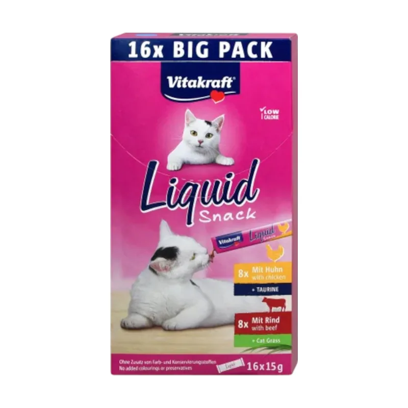 Vitakraft 16 sobres x 15 g Liquid Snack Pollo y Ternera