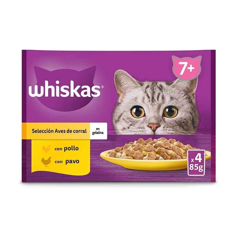 Whiskas 4 sobres x 85 g Selección Aves Gelatina en Bolsita