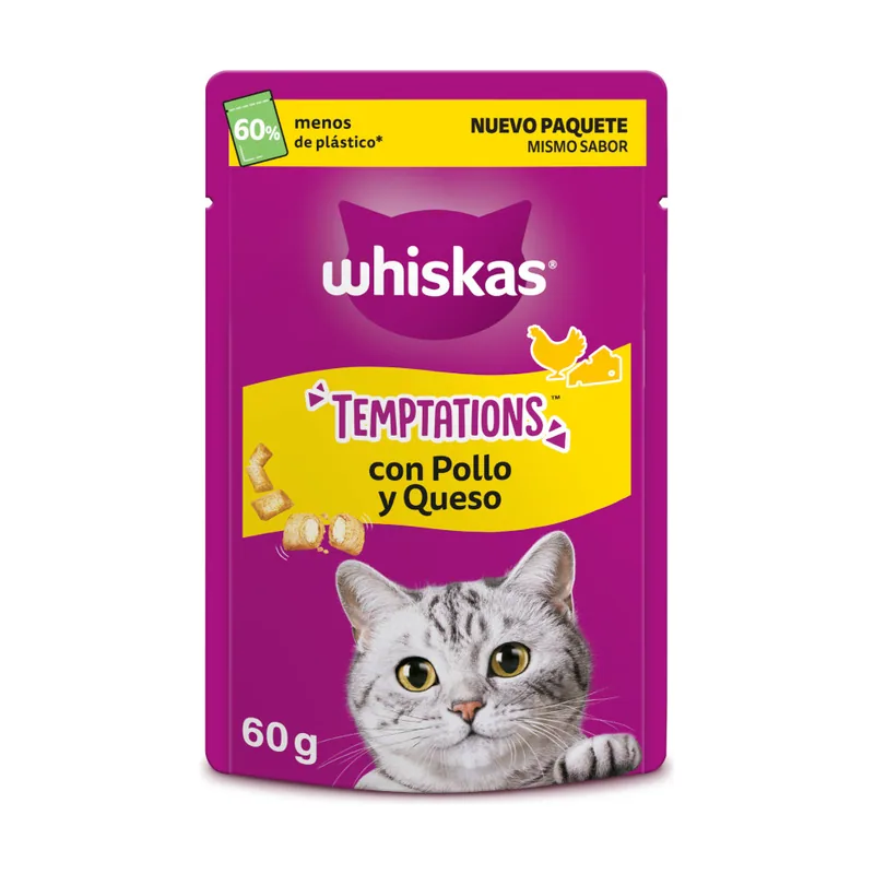 Whiskas 60 g Temptations Snacks Pollo y Queso