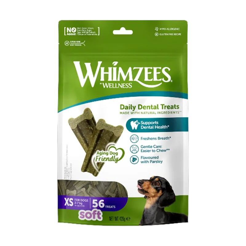 Whimzees 56 barritas Snacks Dentales Soft Value Bags XS
