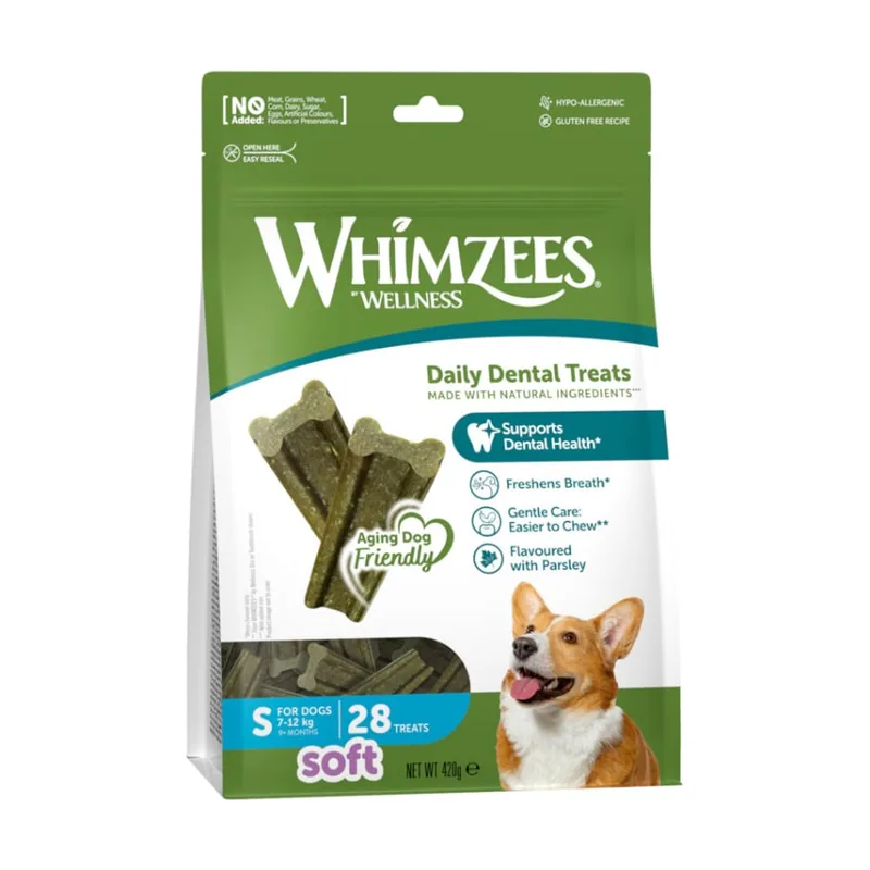 Whimzees 28 barritas Snacks Dentales Soft Value Bags S